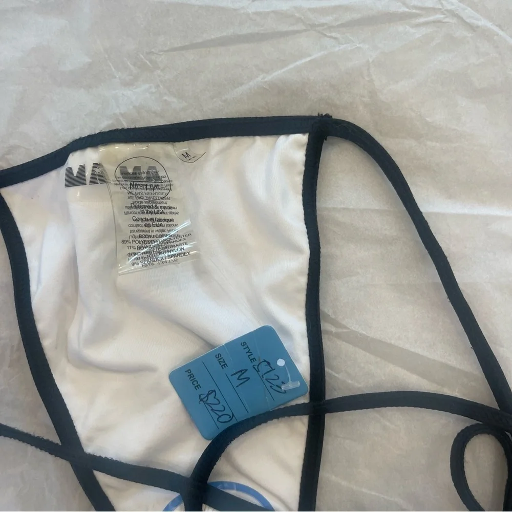 NWT Minimale Animale Plantoon Bikini Bottom Halter Harness , Medium , White Rib